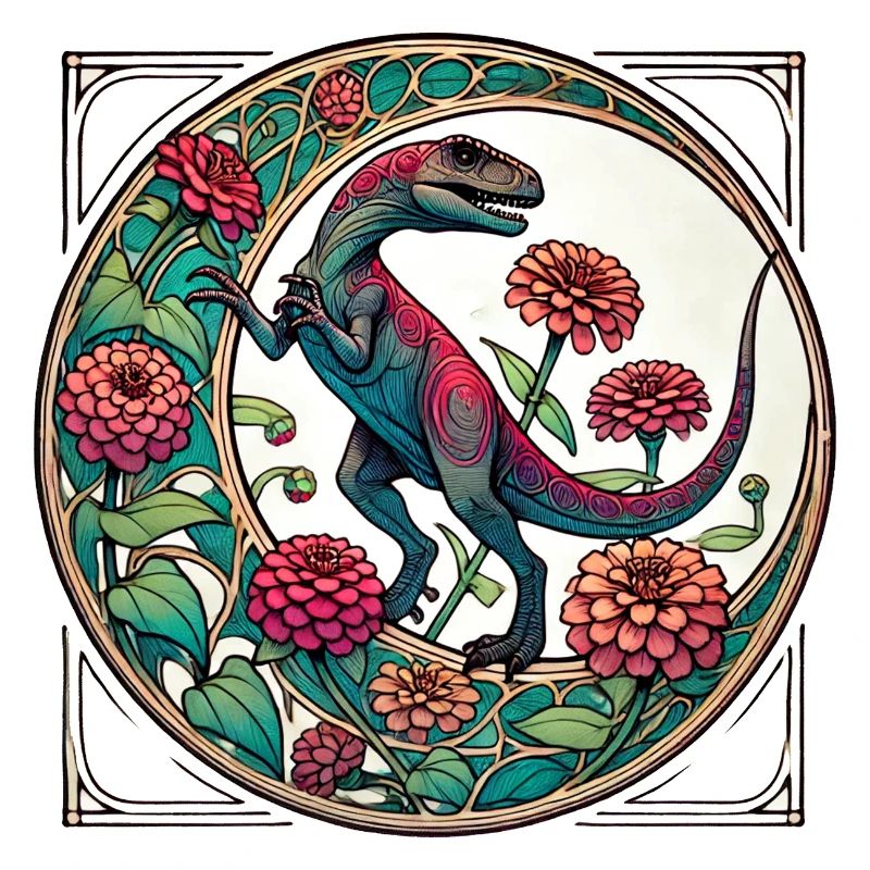 Lebendige Dinosaurier-Blumenkunst