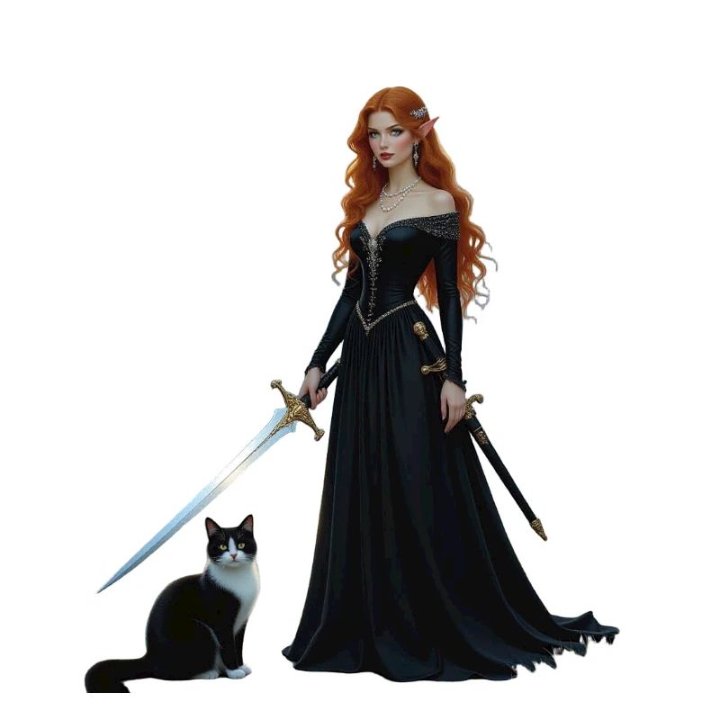 Belle fée princesse et chat