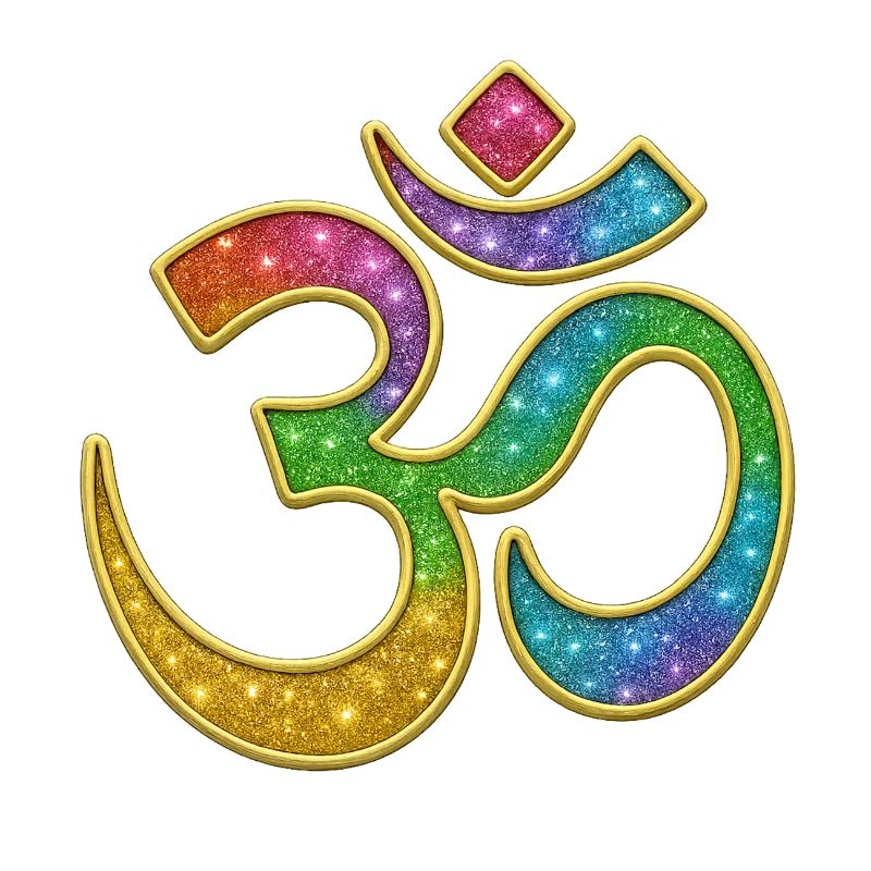 Rainbow Om symbol in glitter design