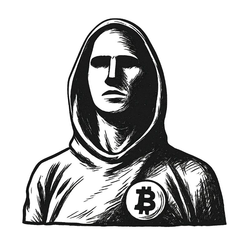 Hacker anonyme avec logo Bitcoin