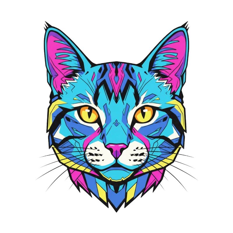 Portrait de chat néon
