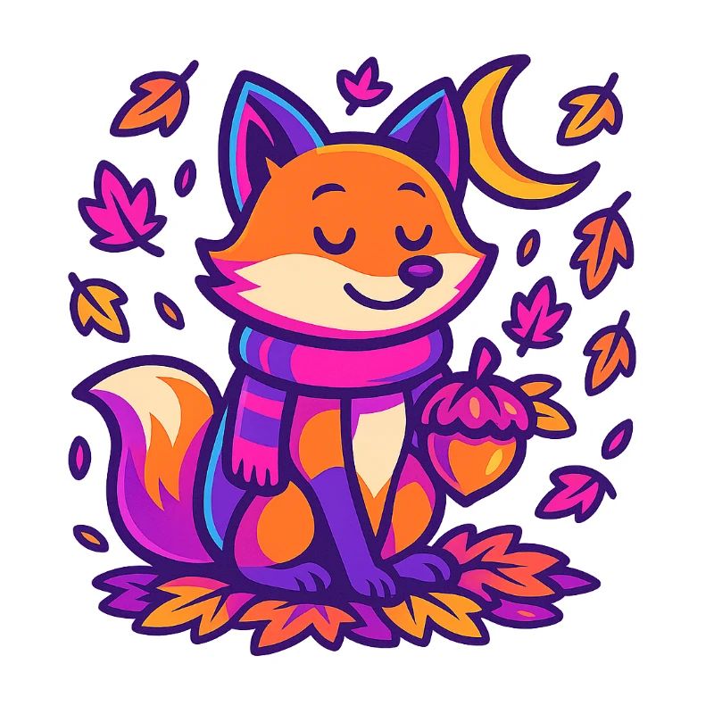 Autumnal fox with pumpkin sketch