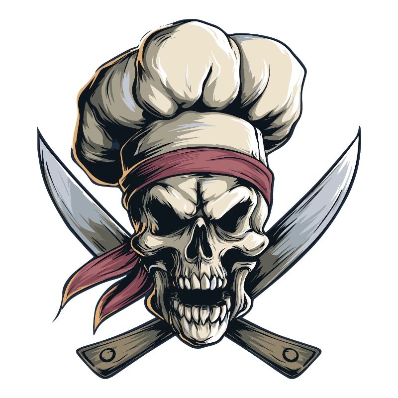 Crâne avec toque de chef
