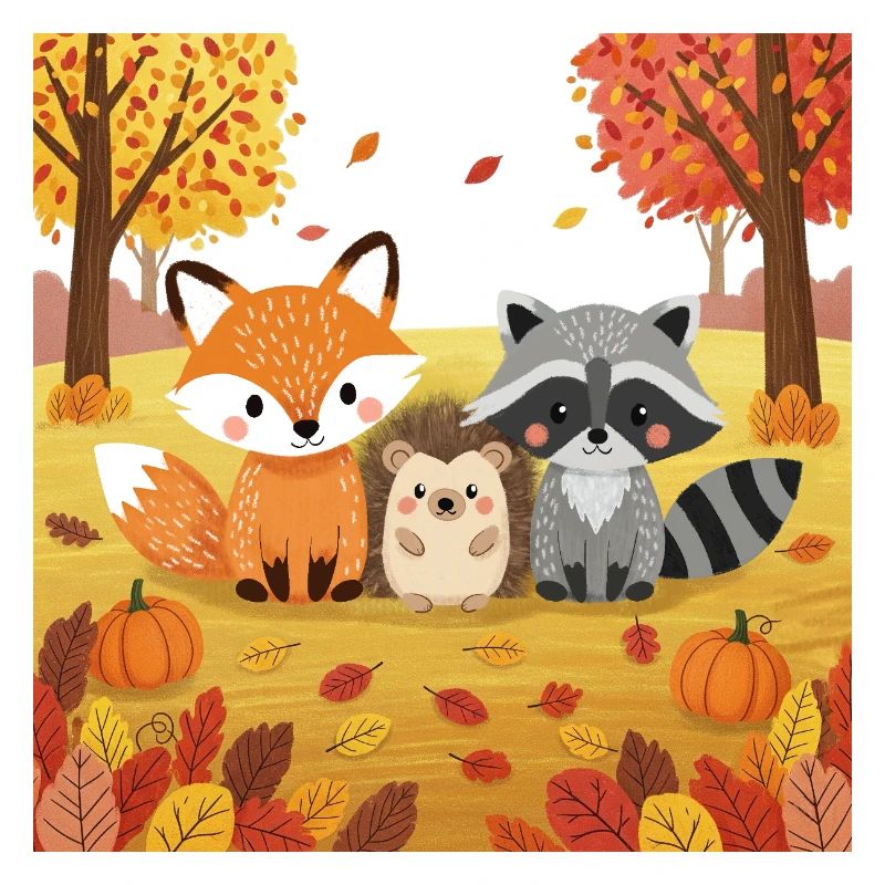 Illustration d’animaux de la forêt automnale