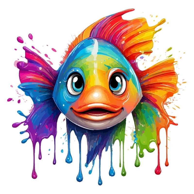 Coloured fish with colour explosion