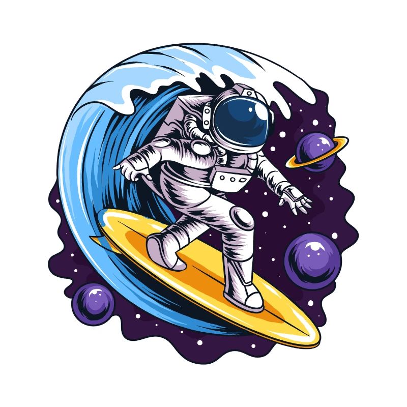Space astronaut on surfboards