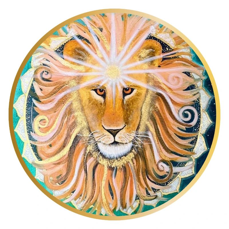 Lion Head with Sun Mandala and Third Eye
