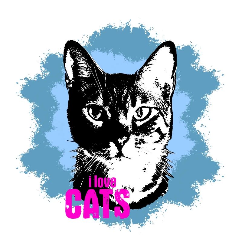 Cat Love Blue Splash