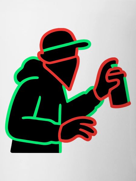 Neon Graffiti Sprayer Silhouette
