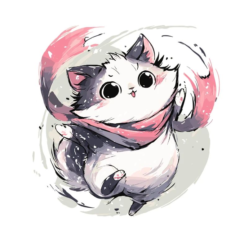 Chaton câlin avec écharpe rose