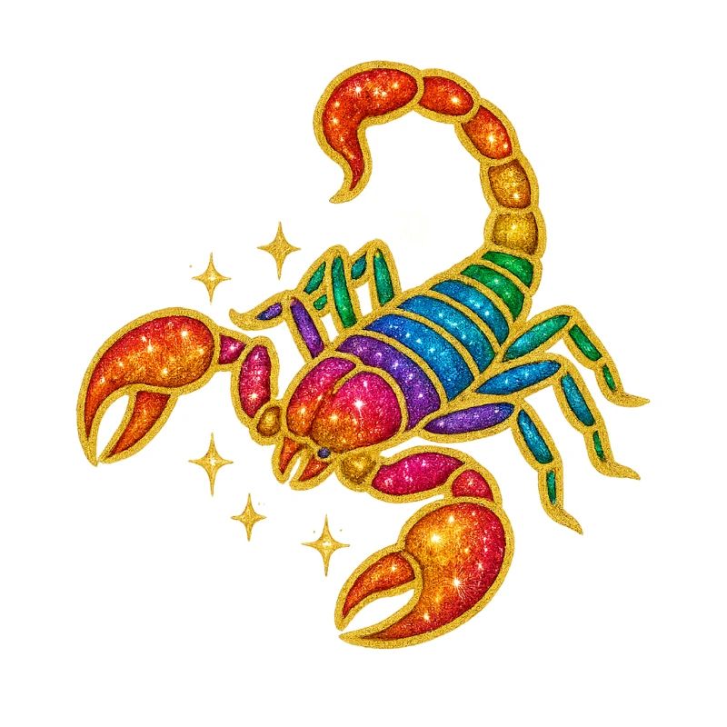 Regenbogen Glitzer Skorpion