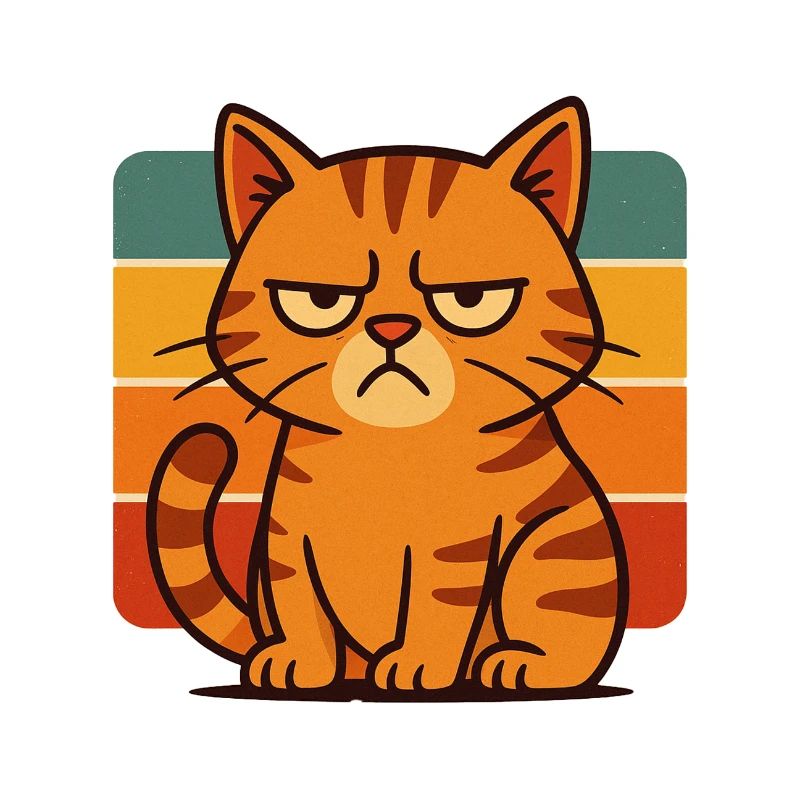Mürrische Katze auf Retro-Gürteln