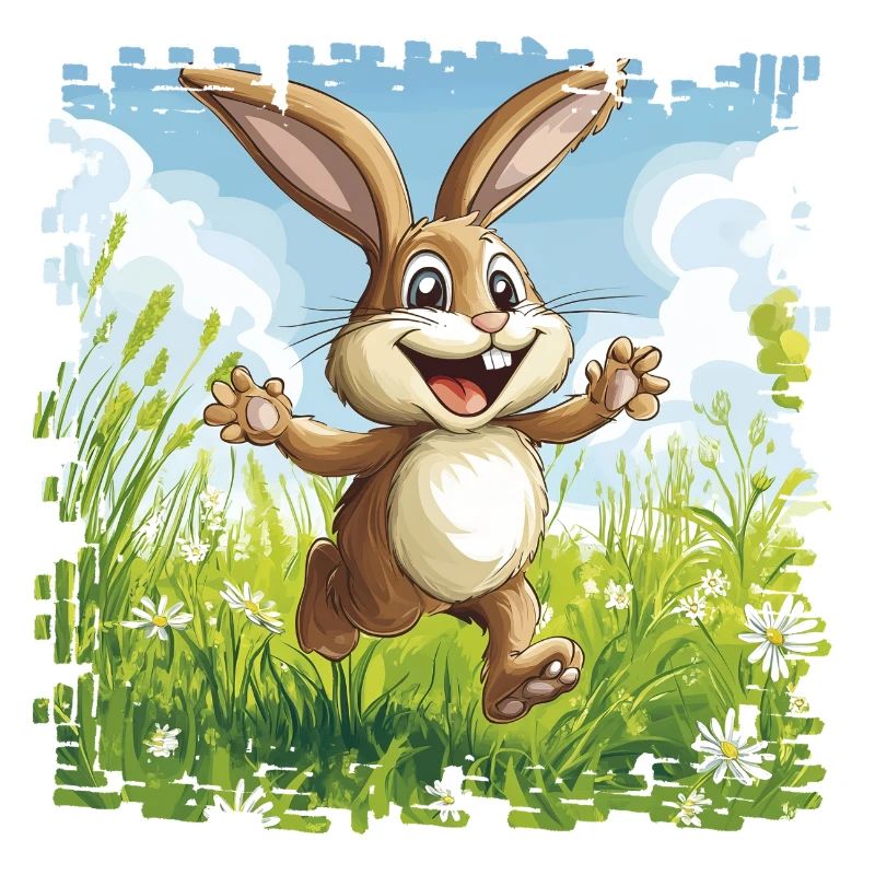 Lapin joyeux dans la prairie printanière