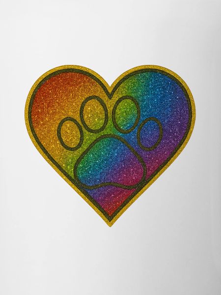 Rainbow Heart Paw Glitter