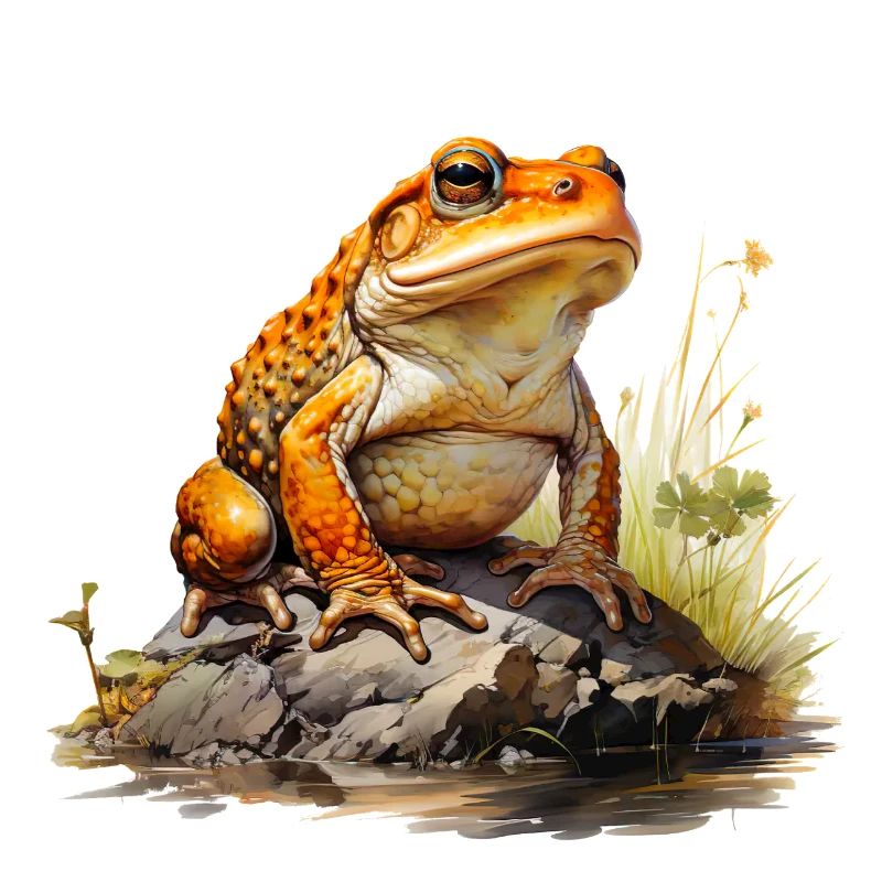 Orange-red frog or toad on stone