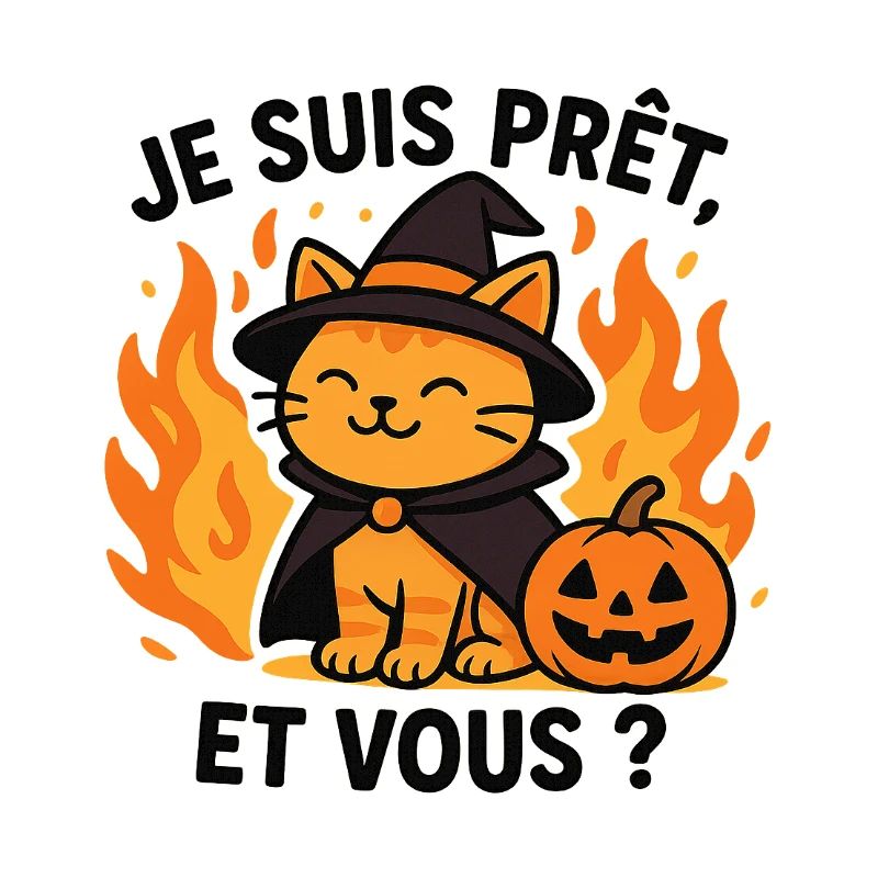 Chat sorcier Halloween prêt