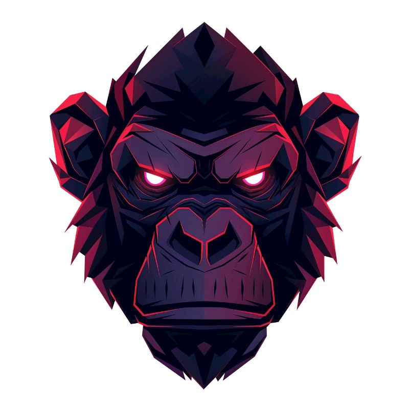 Neon Gorilla Head Art
