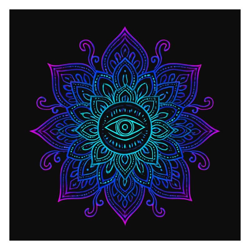 Oeil en néon mandala