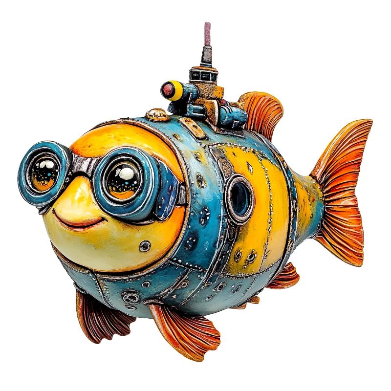 Steampunk fish with glasses