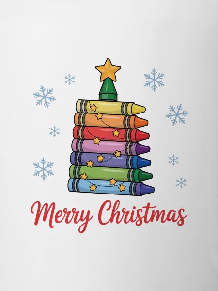 Christmas tree of crayons with stars