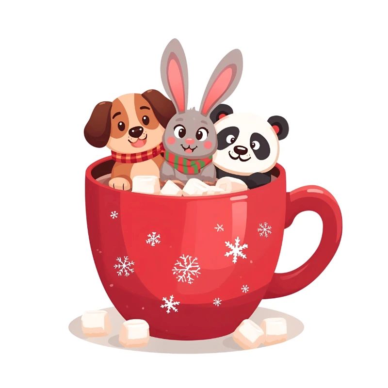 Trio de chocolats chauds – Mignons animaux des Fêtes