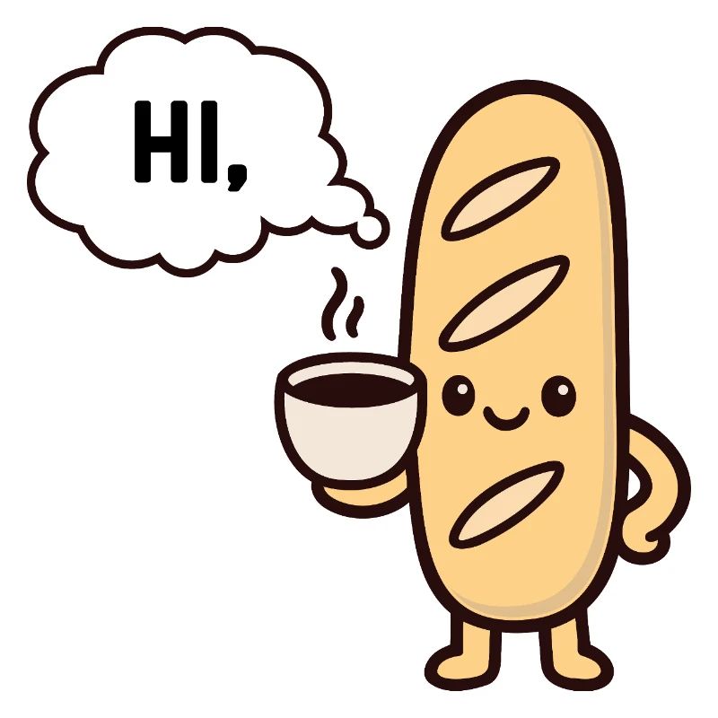Baguette Café Mascotte Chaleureuse