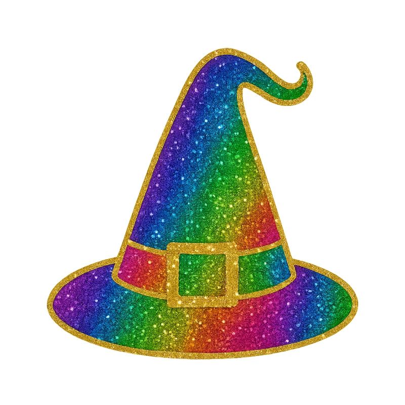 Halloween Rainbow Glitter Witch Hat