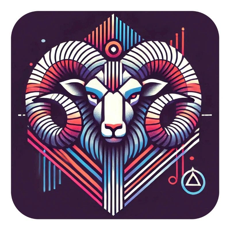 Neon Ram Ram Geometric Line Art