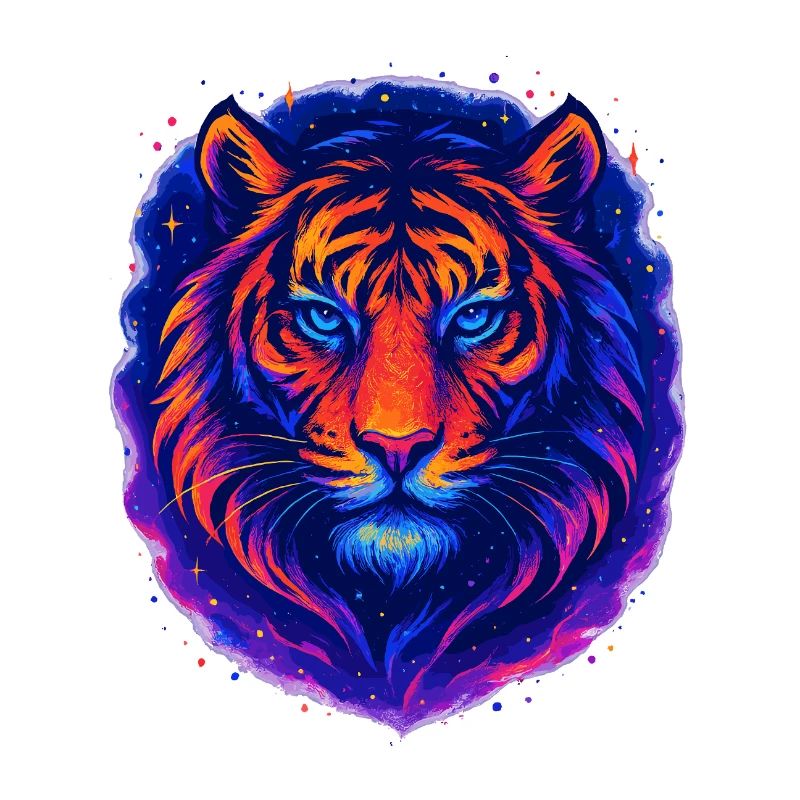 Neon Tiger Kunst Design – Wilder Blick