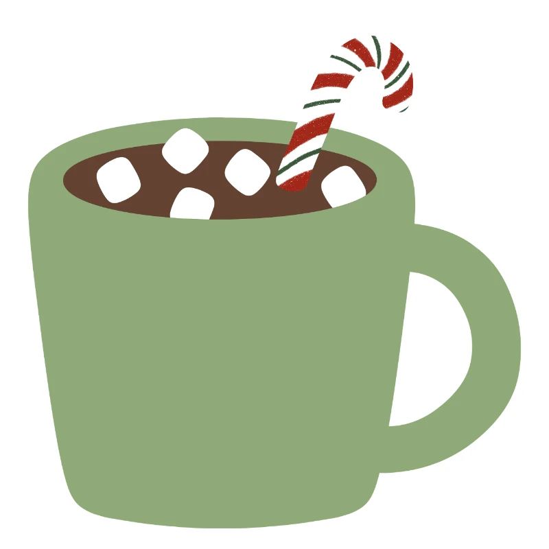 Green Mug Cocoa with Candy Cane