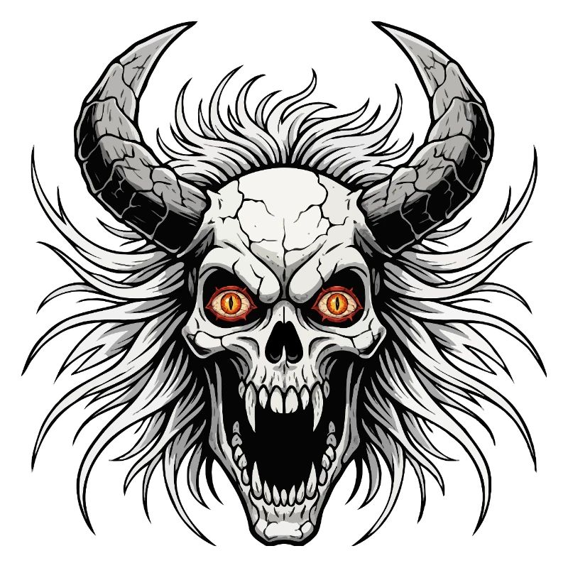 Crâne de diable avec des cornes