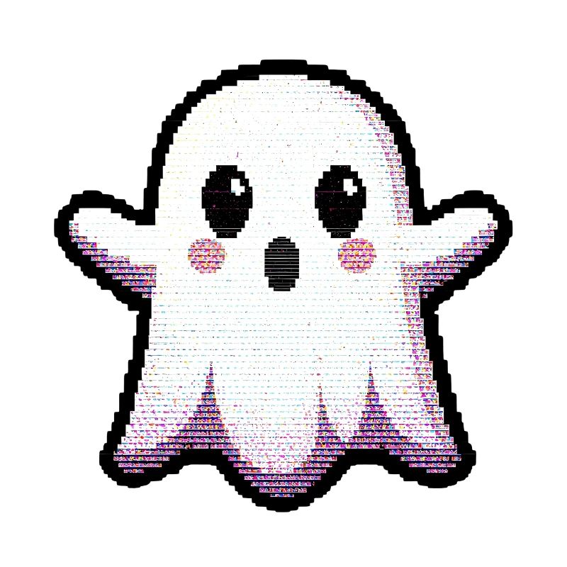 Glitch Pixel Ghost dit « Boo ! » – Mignon et rétro