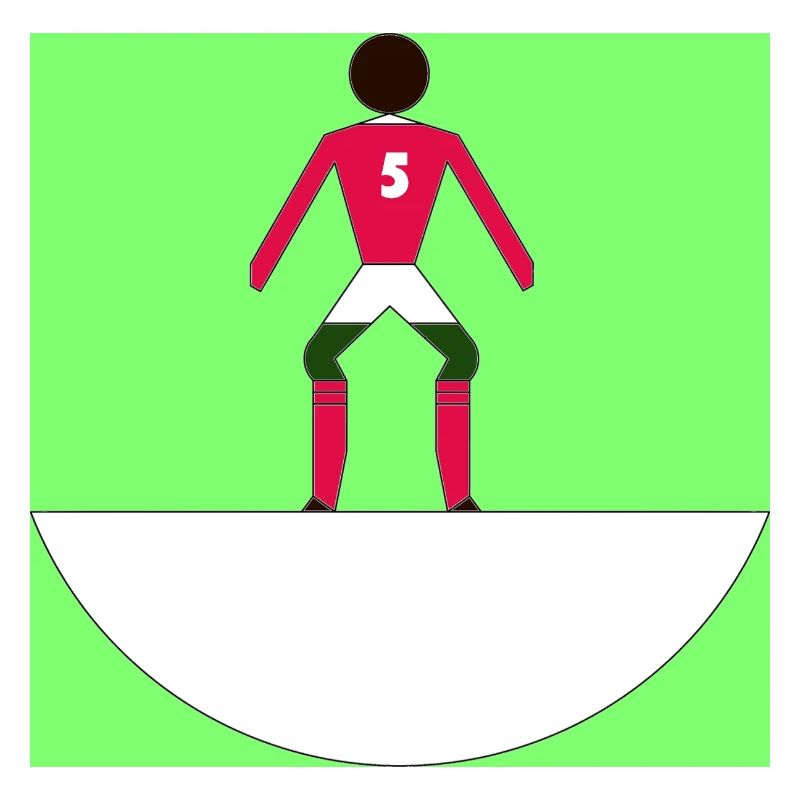 Athlète numéro 5 de Subbuteo sur le terrain vert