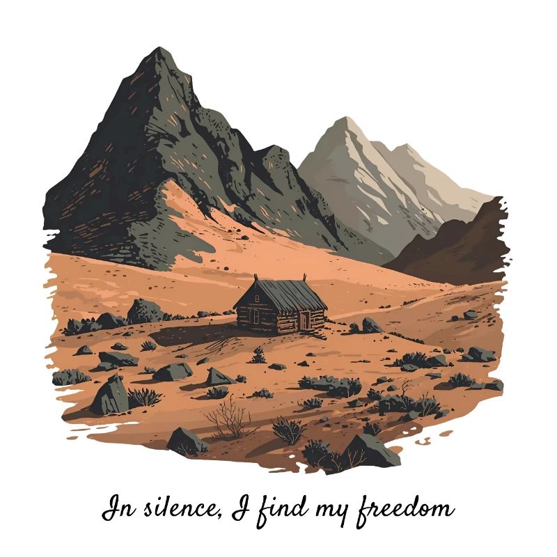 Citation de cabane de montagne - Dans le silence, la liberté