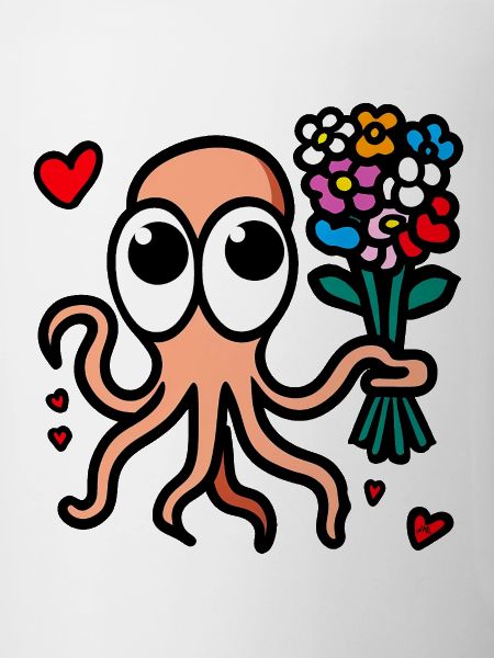 Winkender Oktopus Blumenstrauß