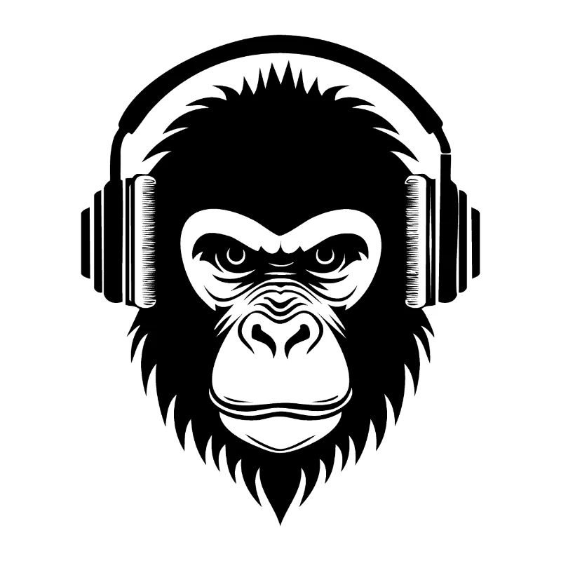 Singe de dessin animé réfléchi avec casque chemise
