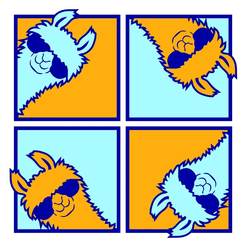 Four Colorful Llamas Tile Pattern 4 Pop Art Alpacas