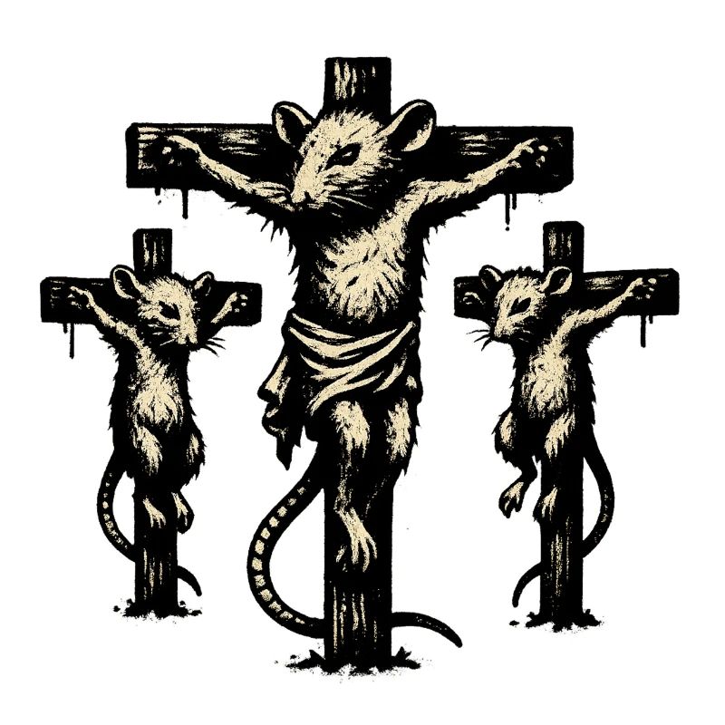 Rat Cross Triptych Illustration