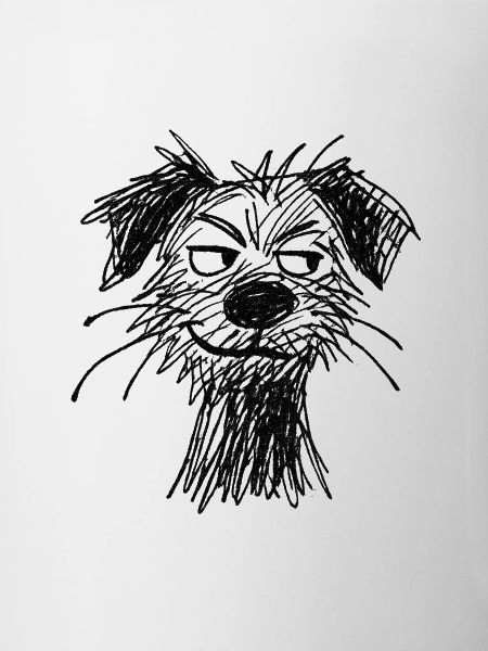 Sketch Dog Portrait Mischievous