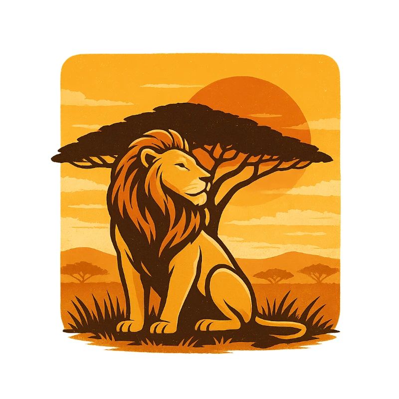 Lion before sunset in the savannah