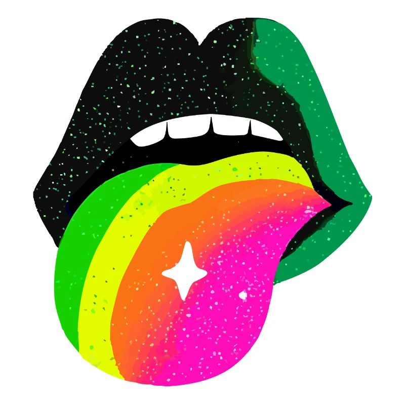Rainbow Tongue Pop Art Lips