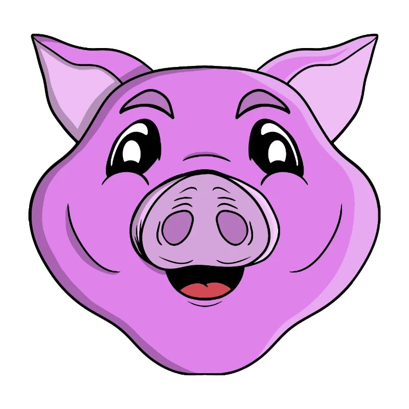 Sourire du cochon violet