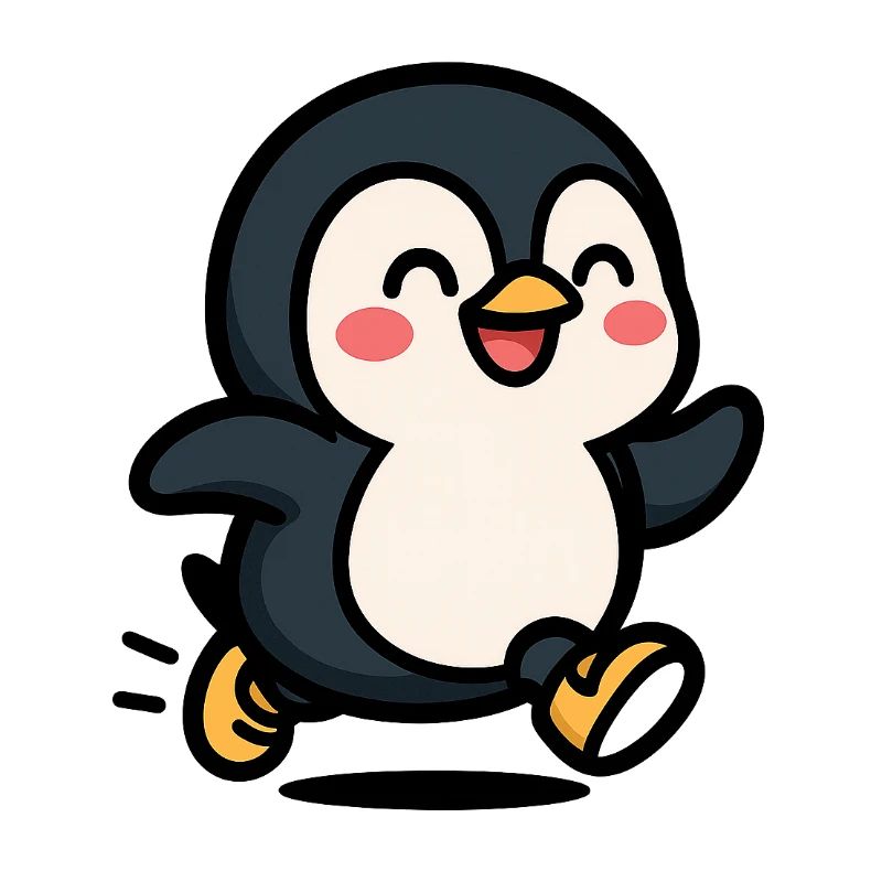 Penguin on the move: joyful leap