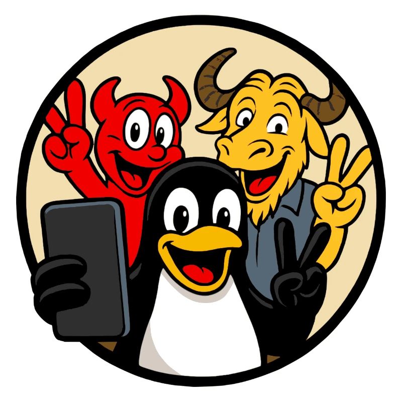 Tux, Beastie & GNU Selfie