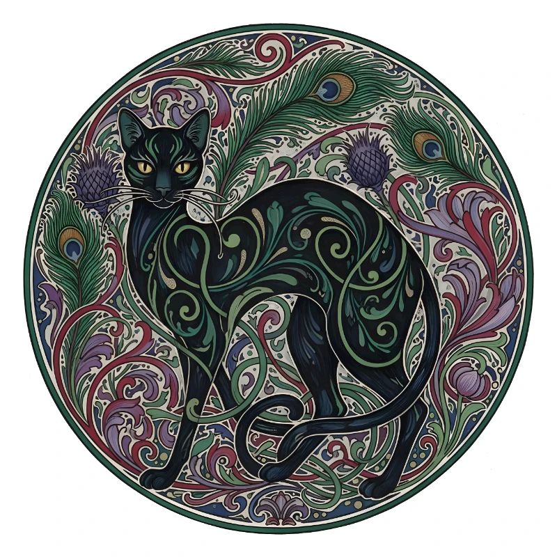 Interwoven Night Cat Ornamental Circle