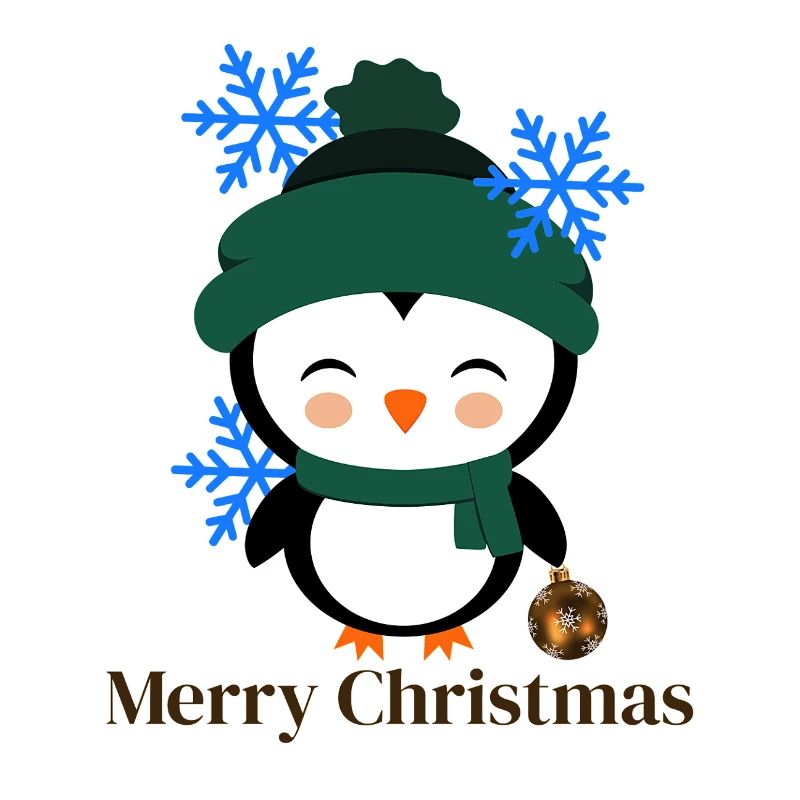Winter penguin with snowflakes