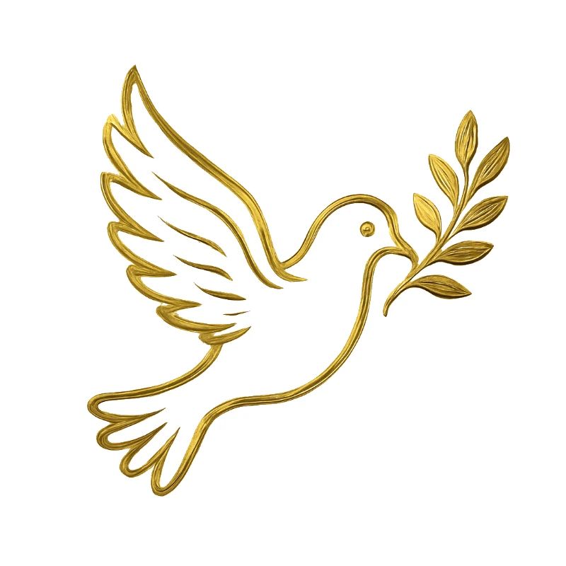 NOUVEAU -- Colombe dorée avec branche d’olivier.