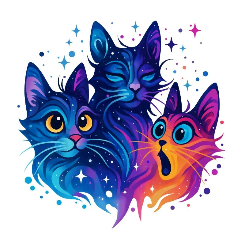 Neon Galaxy Katzen Trio