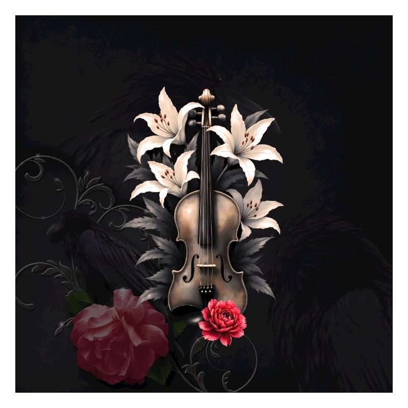 Violon en lys et roses de nuit