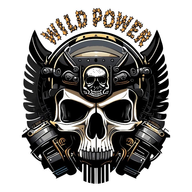 Wild Power Skull Biker Emblem